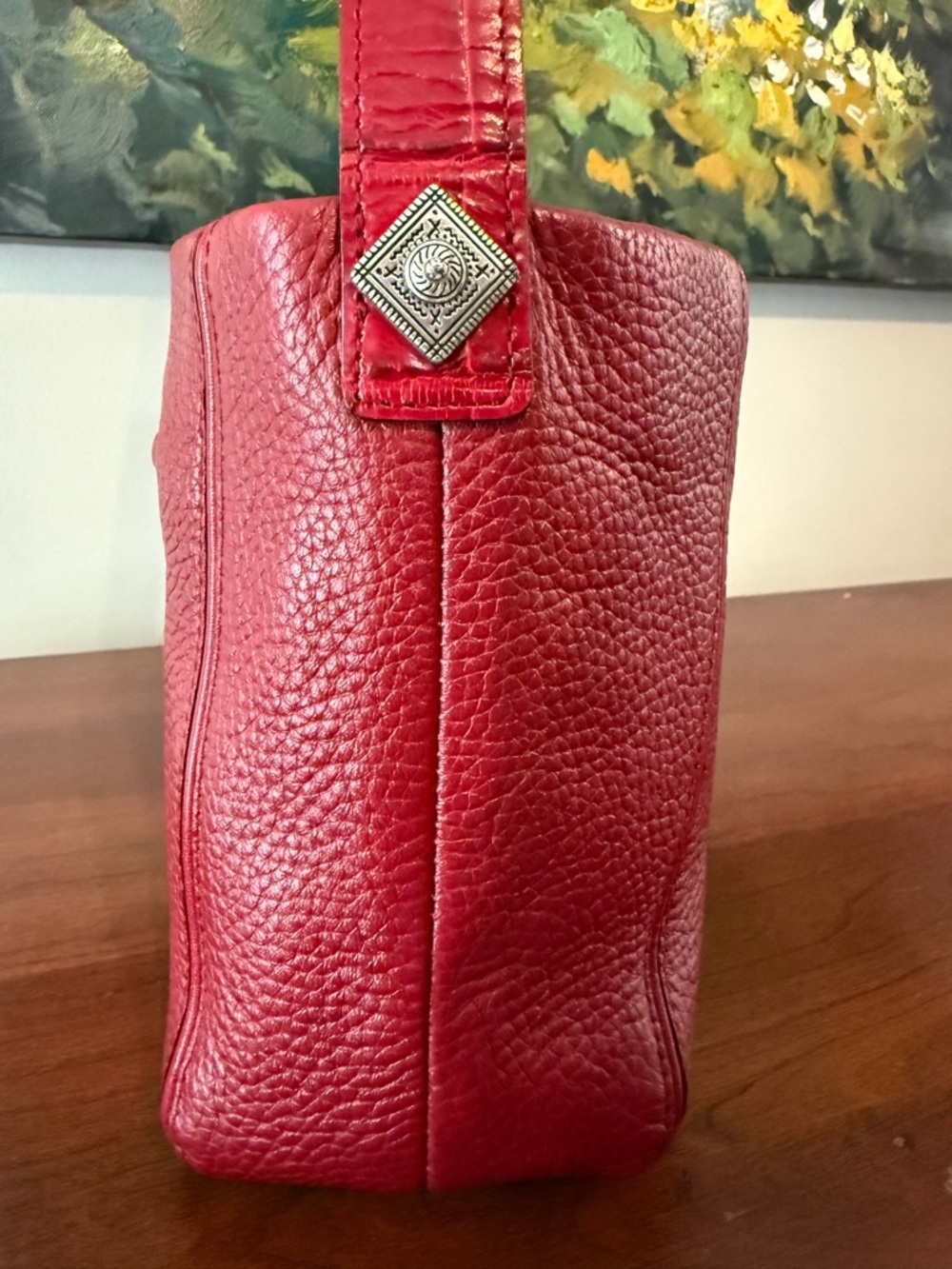 Brighton Soft Red Pebbled Leather Shoulder Bucket Bag w/ OG Charm | Vintage - Picture 7 of 16